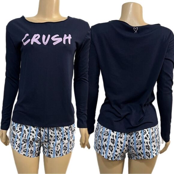 Victorias Secret Soft Cotton long sleeve top and drawstring shorts pajama set Xs - Picture 3 of 6